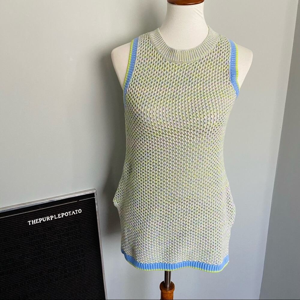 525 Blue & Green Knit Pastel Sweater Tank Top Size S